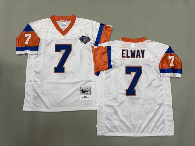Men 2025 Denver Broncos #7 Elway white Throwback Limited NFL Jersey style 001->denver broncos->NFL Jersey